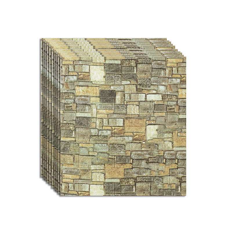 Industrial Wall Plank 3D Print Bathroom Living Room Wall Panels Set of 10 Gray-Yellow Clearhalo 'Flooring 'Home Improvement' 'home_improvement' 'home_improvement_wall_paneling' 'Wall Paneling' 'wall_paneling' 'Walls & Ceilings' Walls and Ceiling' 6887678