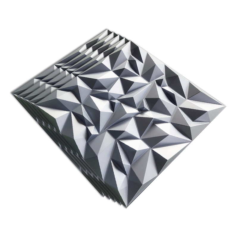 Modern Square Interior Wall Paneling Peel and Stick 3D Embossed Wall Paneling Silver Clearhalo 'Flooring 'Home Improvement' 'home_improvement' 'home_improvement_wall_paneling' 'Wall Paneling' 'wall_paneling' 'Walls & Ceilings' Walls and Ceiling' 6887698