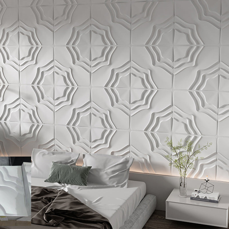 Modern Square Wall Paneling Peel and Stick Texture Pattern Wall Paneling Light Gray-White 12-Piece Set Clearhalo 'Flooring 'Home Improvement' 'home_improvement' 'home_improvement_wall_paneling' 'Wall Paneling' 'wall_paneling' 'Walls & Ceilings' Walls and Ceiling' 6887709