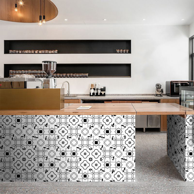 Mosaic Tile Wallpaper Contemporary Plastic Wallpaper with Square Shape Black White 20-Piece Set Clearhalo 'Flooring 'Home Improvement' 'home_improvement' 'home_improvement_peel_stick_blacksplash' 'Peel & Stick Backsplash Tile' 'peel_stick_blacksplash' 'Walls & Ceilings' Walls and Ceiling' 6887890