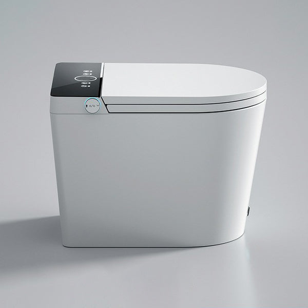 Contemporary One Piece Toilet White Urine Toilet for Bathroom Black Manual Lid (Standard) Clearhalo 'Bathroom Remodel & Bathroom Fixtures' 'Home Improvement' 'home_improvement' 'home_improvement_toilets' 'Toilets & Bidets' 'Toilets' 6888634