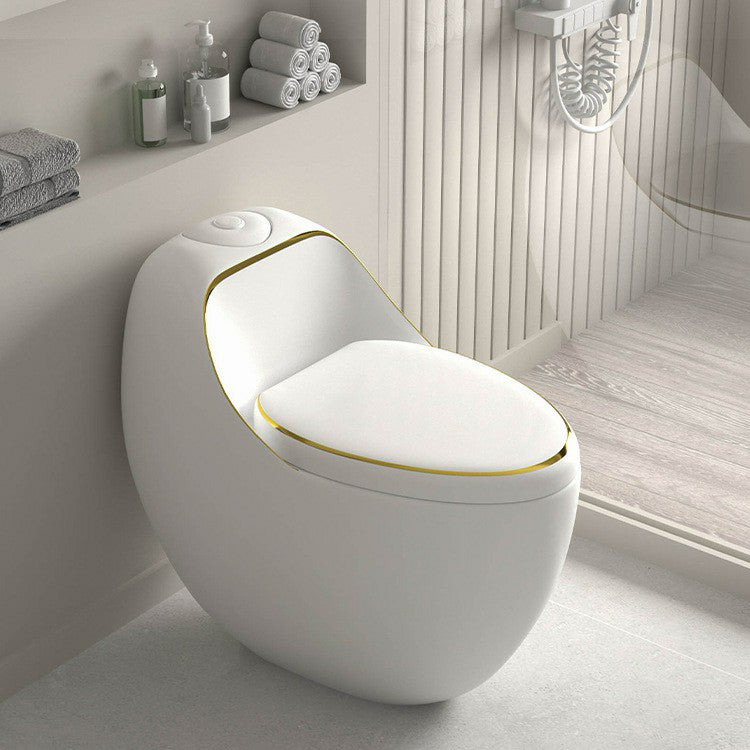 Contemporary 1 Piece Flush Toilet Floor Mounted Urine Toilet for Bathroom Gold-White 16" Clearhalo 'Bathroom Remodel & Bathroom Fixtures' 'Home Improvement' 'home_improvement' 'home_improvement_toilets' 'Toilets & Bidets' 'Toilets' 6888759
