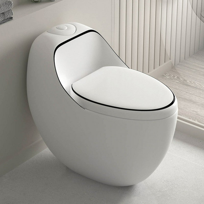 Contemporary 1 Piece Flush Toilet Floor Mounted Urine Toilet for Bathroom Black White Clearhalo 'Bathroom Remodel & Bathroom Fixtures' 'Home Improvement' 'home_improvement' 'home_improvement_toilets' 'Toilets & Bidets' 'Toilets' 6888761