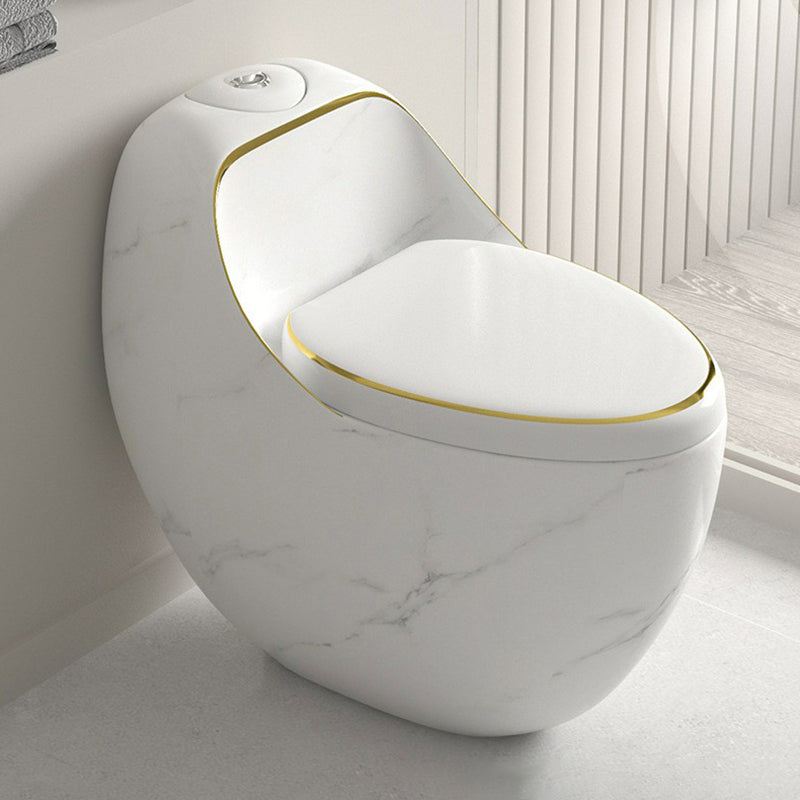 Contemporary 1 Piece Flush Toilet Floor Mounted Urine Toilet for Bathroom White Marble Clearhalo 'Bathroom Remodel & Bathroom Fixtures' 'Home Improvement' 'home_improvement' 'home_improvement_toilets' 'Toilets & Bidets' 'Toilets' 6888763