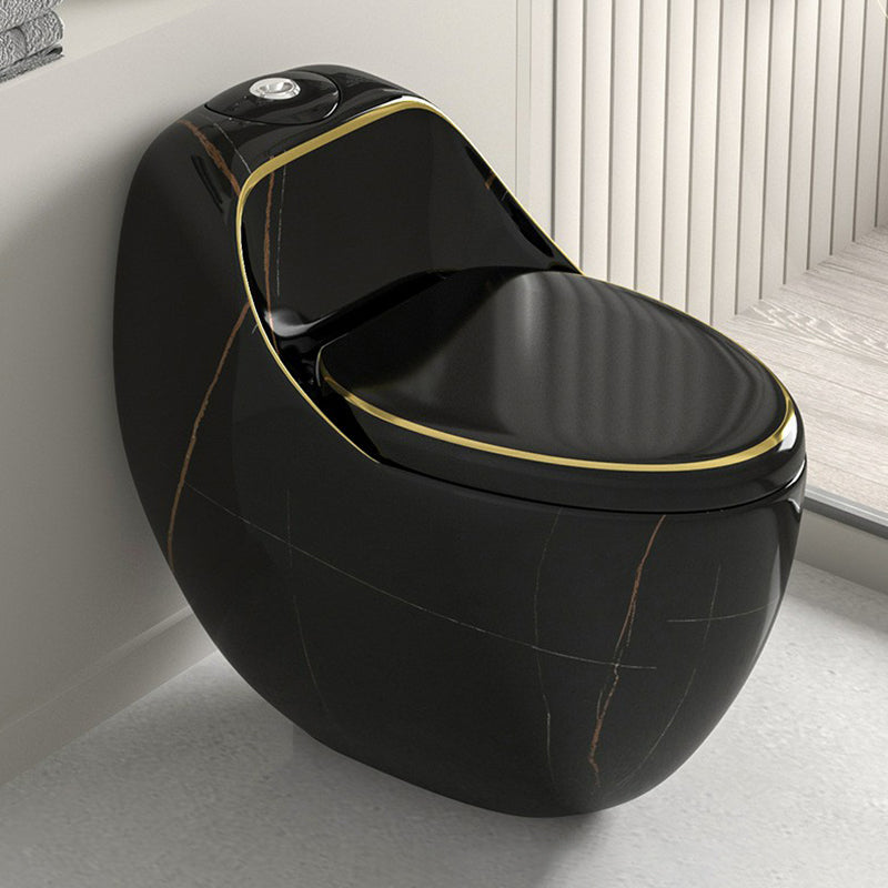 Contemporary 1 Piece Flush Toilet Floor Mounted Urine Toilet for Bathroom Black Marble Clearhalo 'Bathroom Remodel & Bathroom Fixtures' 'Home Improvement' 'home_improvement' 'home_improvement_toilets' 'Toilets & Bidets' 'Toilets' 6888767
