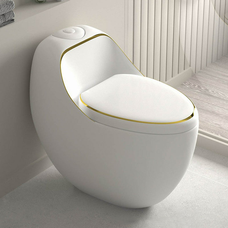 Contemporary 1 Piece Flush Toilet Floor Mounted Urine Toilet for Bathroom Gold-White 12" Clearhalo 'Bathroom Remodel & Bathroom Fixtures' 'Home Improvement' 'home_improvement' 'home_improvement_toilets' 'Toilets & Bidets' 'Toilets' 6888775