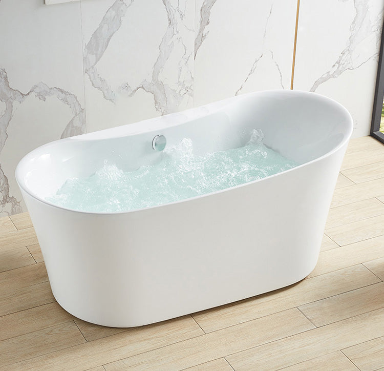 White Acrylic Freestanding Bathtub Oval Modern Handles Included Bath Tub Clearhalo 'Bathroom Remodel & Bathroom Fixtures' 'Bathtubs' 'Home Improvement' 'home_improvement' 'home_improvement_bathtubs' 'Showers & Bathtubs' 6889891