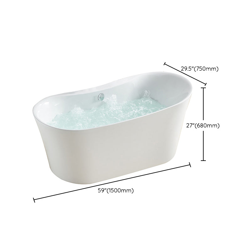 White Acrylic Freestanding Bathtub Oval Modern Handles Included Bath Clearhalo 'Bathroom Remodel & Bathroom Fixtures' 'Bathtubs' 'Home Improvement' 'home_improvement' 'home_improvement_bathtubs' 'Showers & Bathtubs' 6889904