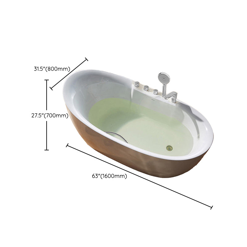 White Acrylic Freestanding Bathtub Oval Modern Handles Included Bath Clearhalo 'Bathroom Remodel & Bathroom Fixtures' 'Bathtubs' 'Home Improvement' 'home_improvement' 'home_improvement_bathtubs' 'Showers & Bathtubs' 6889906