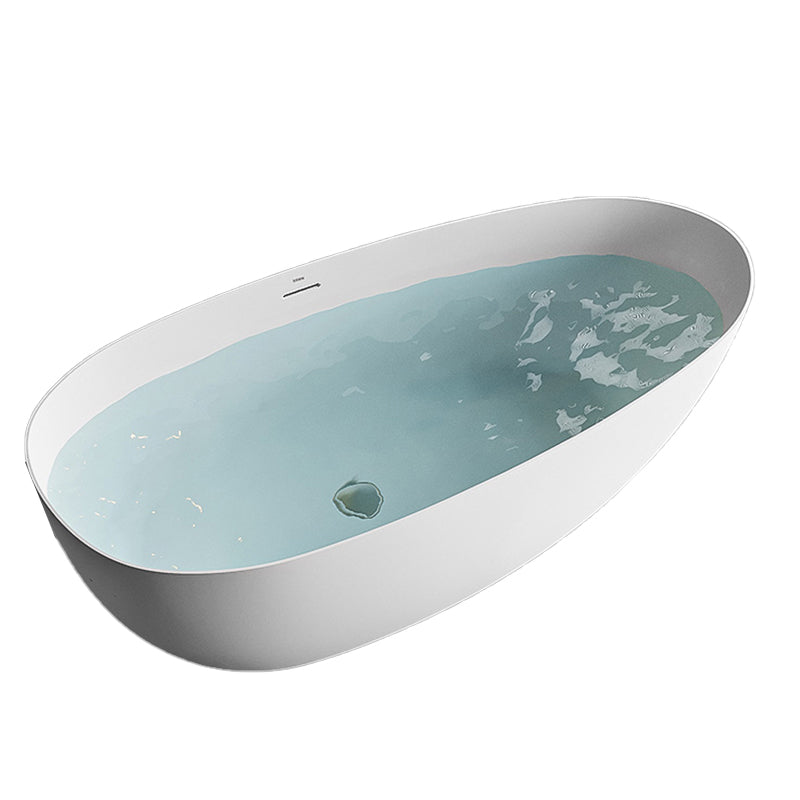 Soaking Stone Bathtub Antique Finish Oval Back to Wall Bath Tub 51"L x 26"W x 22"H Clearhalo 'Bathroom Remodel & Bathroom Fixtures' 'Bathtubs' 'Home Improvement' 'home_improvement' 'home_improvement_bathtubs' 'Showers & Bathtubs' 6889928