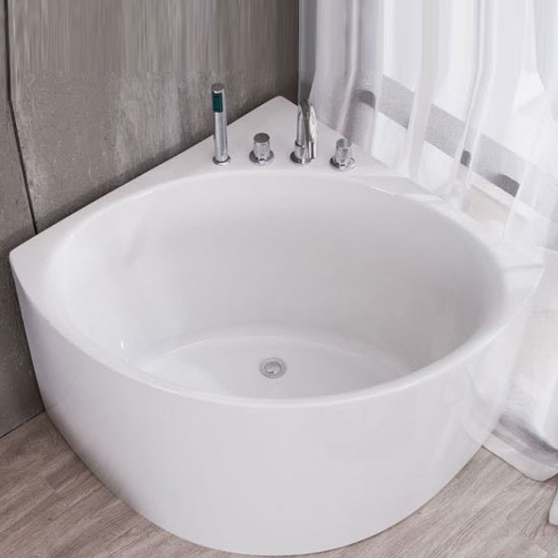 Modern Acrylic Corner Bath 24.8-inch Tall Soaking White Bathtub 31"L x 30"W x 25"H Tub with Sliver 4-Piece Set Clearhalo 'Bathroom Remodel & Bathroom Fixtures' 'Bathtubs' 'Home Improvement' 'home_improvement' 'home_improvement_bathtubs' 'Showers & Bathtubs' 6889971