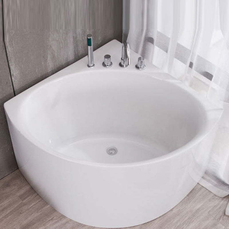Modern Acrylic Corner Bath 24.8-inch Tall Soaking White Bathtub 31&quot;L x 30&quot;W x 25&quot;H Tub with Sliver 4-Piece Set Clearhalo &#39;Bathroom Remodel &amp; Bathroom Fixtures&#39; &#39;Bathtubs&#39; &#39;Home Improvement&#39; &#39;home_improvement&#39; &#39;home_improvement_bathtubs&#39; &#39;Showers &amp; Bathtubs&#39; 6889971