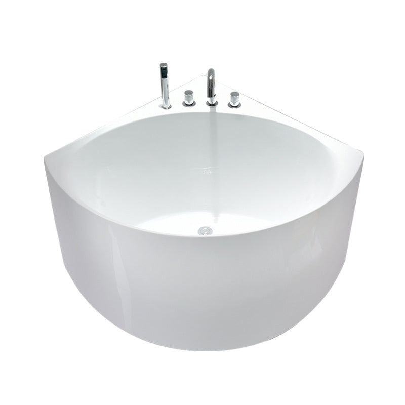 Modern Acrylic Corner Bath 24.8-inch Tall Soaking White Bathtub Clearhalo &#39;Bathroom Remodel &amp; Bathroom Fixtures&#39; &#39;Bathtubs&#39; &#39;Home Improvement&#39; &#39;home_improvement&#39; &#39;home_improvement_bathtubs&#39; &#39;Showers &amp; Bathtubs&#39; 6889974