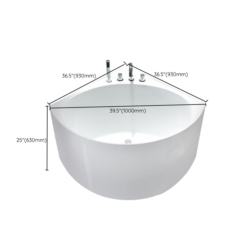 Modern Acrylic Corner Bath 24.8-inch Tall Soaking White Bathtub Clearhalo &#39;Bathroom Remodel &amp; Bathroom Fixtures&#39; &#39;Bathtubs&#39; &#39;Home Improvement&#39; &#39;home_improvement&#39; &#39;home_improvement_bathtubs&#39; &#39;Showers &amp; Bathtubs&#39; 6889979