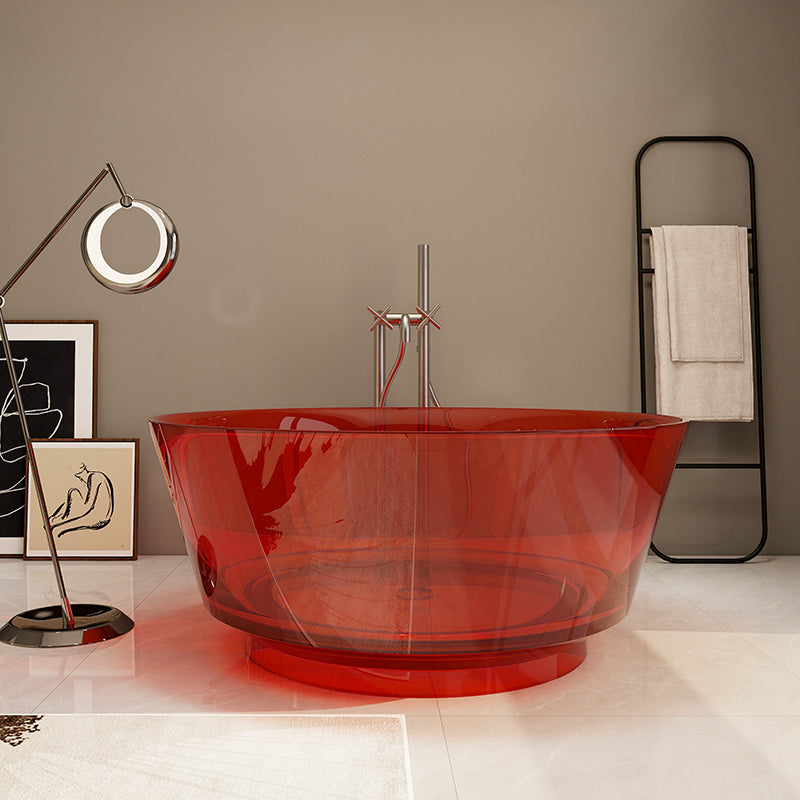 Modern Soaking Bathtub Antique Finish Round Freestanding Bath Tub Red Clearhalo 'Bathroom Remodel & Bathroom Fixtures' 'Bathtubs' 'Home Improvement' 'home_improvement' 'home_improvement_bathtubs' 'Showers & Bathtubs' 6890019