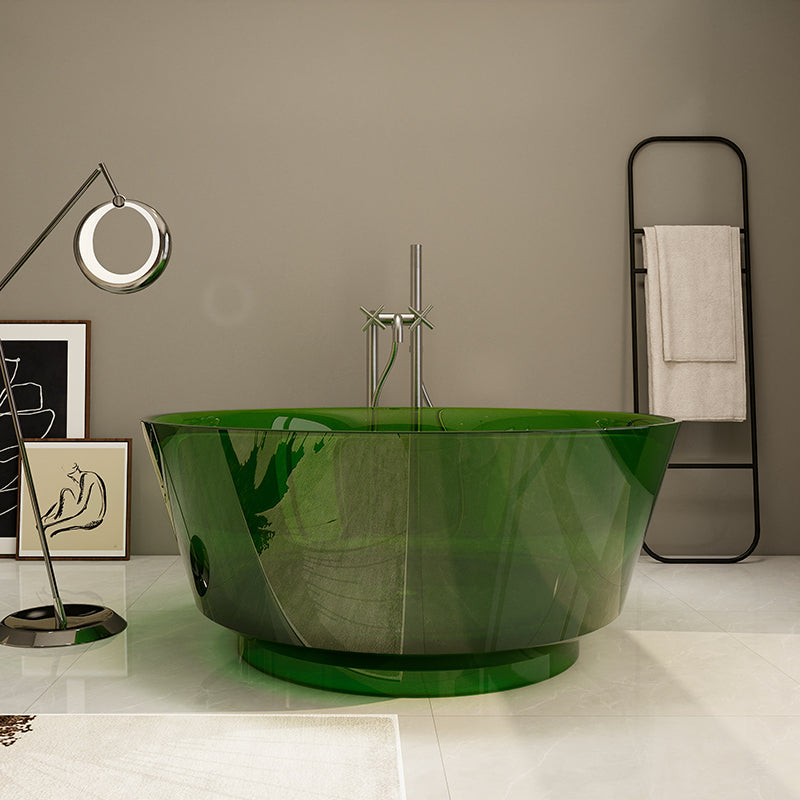 Modern Soaking Bathtub Antique Finish Round Freestanding Bath Tub Green Clearhalo 'Bathroom Remodel & Bathroom Fixtures' 'Bathtubs' 'Home Improvement' 'home_improvement' 'home_improvement_bathtubs' 'Showers & Bathtubs' 6890020