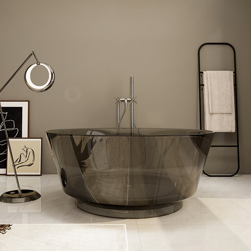 Modern Soaking Bathtub Antique Finish Round Freestanding Bath Tub Grey Clearhalo 'Bathroom Remodel & Bathroom Fixtures' 'Bathtubs' 'Home Improvement' 'home_improvement' 'home_improvement_bathtubs' 'Showers & Bathtubs' 6890022