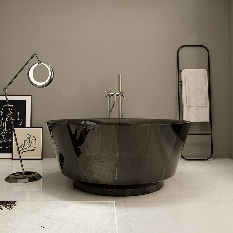 Modern Soaking Bathtub Antique Finish Round Freestanding Bath Tub Black Clearhalo 'Bathroom Remodel & Bathroom Fixtures' 'Bathtubs' 'Home Improvement' 'home_improvement' 'home_improvement_bathtubs' 'Showers & Bathtubs' 6890024