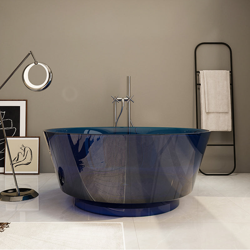 Modern Soaking Bathtub Antique Finish Round Freestanding Bath Tub Blue Clearhalo 'Bathroom Remodel & Bathroom Fixtures' 'Bathtubs' 'Home Improvement' 'home_improvement' 'home_improvement_bathtubs' 'Showers & Bathtubs' 6890026