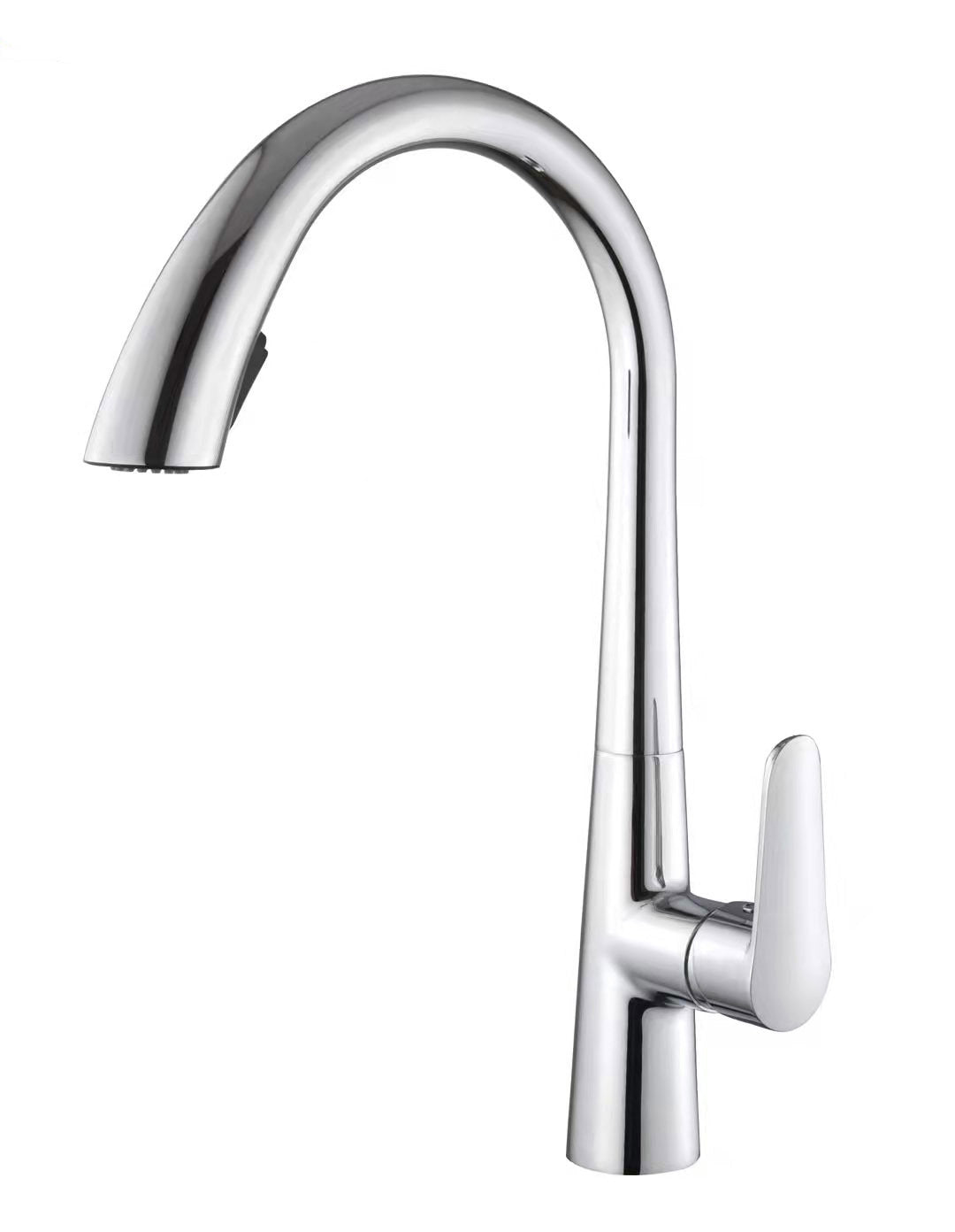 Contemporary Kitchen Sink Faucet Copper Swivel Spout with Pull out Faucet Silver Round Pulling Clearhalo 'Home Improvement' 'home_improvement' 'home_improvement_kitchen_faucets' 'Kitchen Faucets' 'Kitchen Remodel & Kitchen Fixtures' 'Kitchen Sinks & Faucet Components' 'kitchen_faucets' 6890159