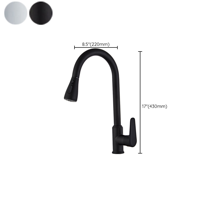 Contemporary Kitchen Sink Faucet Copper Swivel Spout with Pull out Faucet Clearhalo 'Home Improvement' 'home_improvement' 'home_improvement_kitchen_faucets' 'Kitchen Faucets' 'Kitchen Remodel & Kitchen Fixtures' 'Kitchen Sinks & Faucet Components' 'kitchen_faucets' 6890172