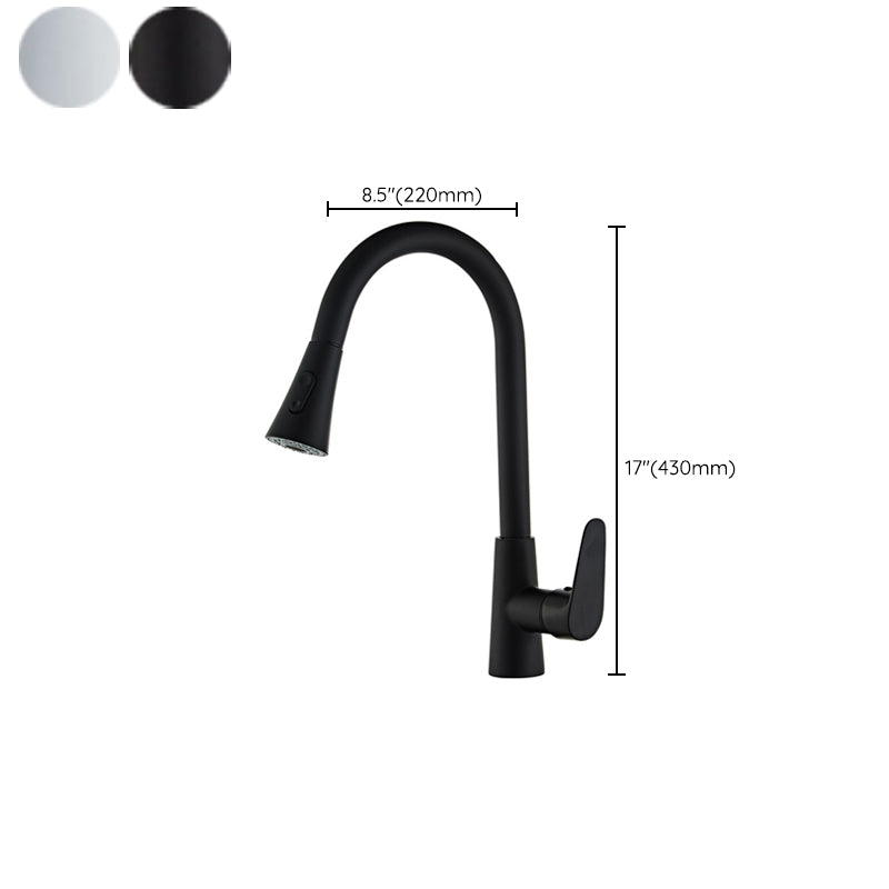 Contemporary Kitchen Sink Faucet Copper Swivel Spout with Pull out Faucet Clearhalo 'Home Improvement' 'home_improvement' 'home_improvement_kitchen_faucets' 'Kitchen Faucets' 'Kitchen Remodel & Kitchen Fixtures' 'Kitchen Sinks & Faucet Components' 'kitchen_faucets' 6890173