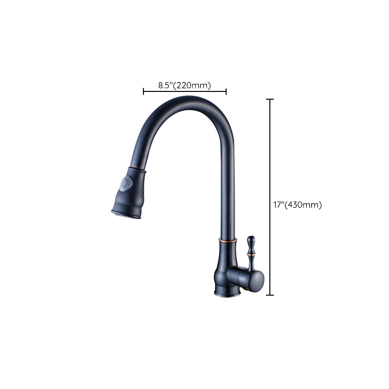 Contemporary Kitchen Sink Faucet Copper Swivel Spout with Pull out Faucet Clearhalo 'Home Improvement' 'home_improvement' 'home_improvement_kitchen_faucets' 'Kitchen Faucets' 'Kitchen Remodel & Kitchen Fixtures' 'Kitchen Sinks & Faucet Components' 'kitchen_faucets' 6890174