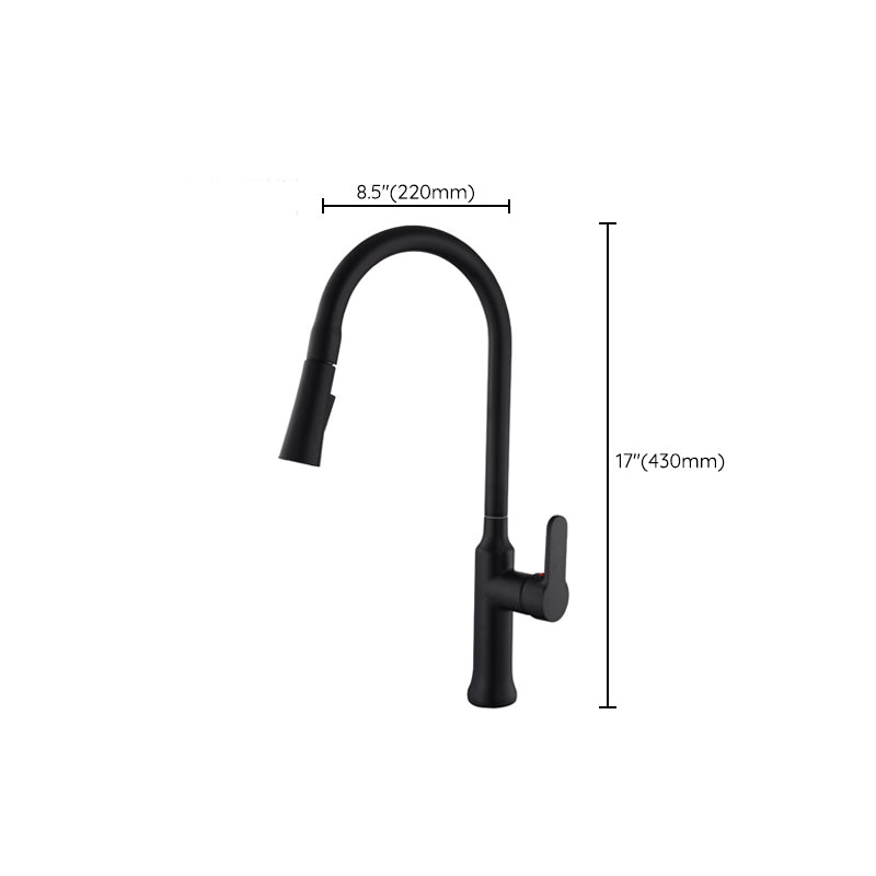 Contemporary Kitchen Sink Faucet Copper Swivel Spout with Pull out Faucet Clearhalo 'Home Improvement' 'home_improvement' 'home_improvement_kitchen_faucets' 'Kitchen Faucets' 'Kitchen Remodel & Kitchen Fixtures' 'Kitchen Sinks & Faucet Components' 'kitchen_faucets' 6890175