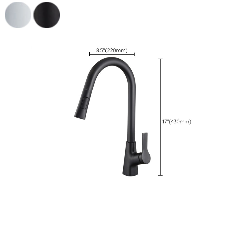 Contemporary Kitchen Sink Faucet Copper Swivel Spout with Pull out Faucet Clearhalo 'Home Improvement' 'home_improvement' 'home_improvement_kitchen_faucets' 'Kitchen Faucets' 'Kitchen Remodel & Kitchen Fixtures' 'Kitchen Sinks & Faucet Components' 'kitchen_faucets' 6890177