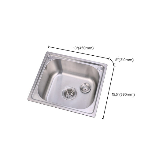 Scratchproof Kitchen Sink Stainless Steel 1 Holes Drop-In Kitchen Sink Only Clearhalo 'Home Improvement' 'home_improvement' 'home_improvement_kitchen_sinks' 'Kitchen Remodel & Kitchen Fixtures' 'Kitchen Sinks & Faucet Components' 'Kitchen Sinks' 'kitchen_sinks' 6890254