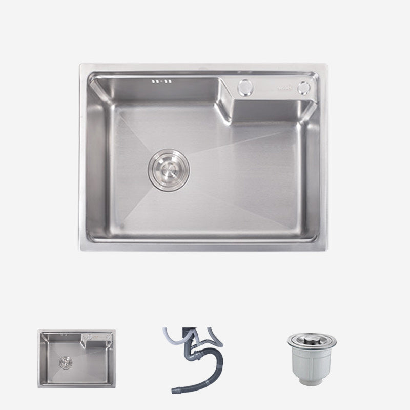 Stainless Steel Kitchen Sink 1 Holes Drop-In Noise-cancelling Design Kitchen Sink 27"L x 17"W x 9"H Sink Only None Clearhalo 'Home Improvement' 'home_improvement' 'home_improvement_kitchen_sinks' 'Kitchen Remodel & Kitchen Fixtures' 'Kitchen Sinks & Faucet Components' 'Kitchen Sinks' 'kitchen_sinks' 6890261