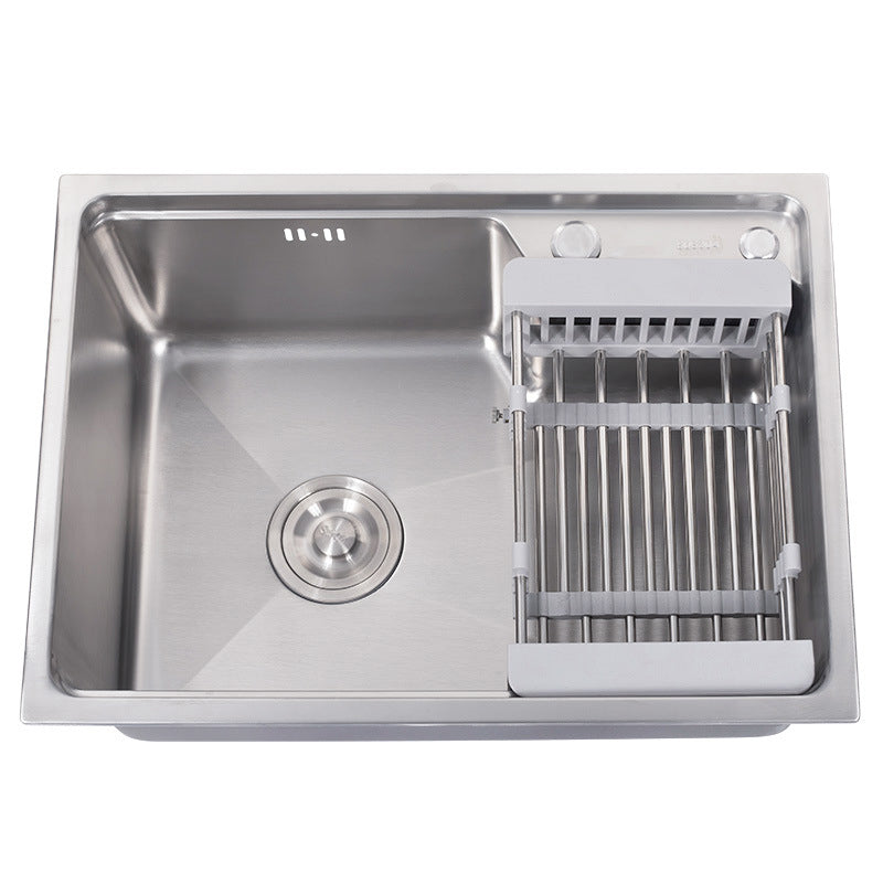 Stainless Steel Kitchen Sink 1 Holes Drop-In Noise-cancelling Design Kitchen Sink Clearhalo 'Home Improvement' 'home_improvement' 'home_improvement_kitchen_sinks' 'Kitchen Remodel & Kitchen Fixtures' 'Kitchen Sinks & Faucet Components' 'Kitchen Sinks' 'kitchen_sinks' 6890268