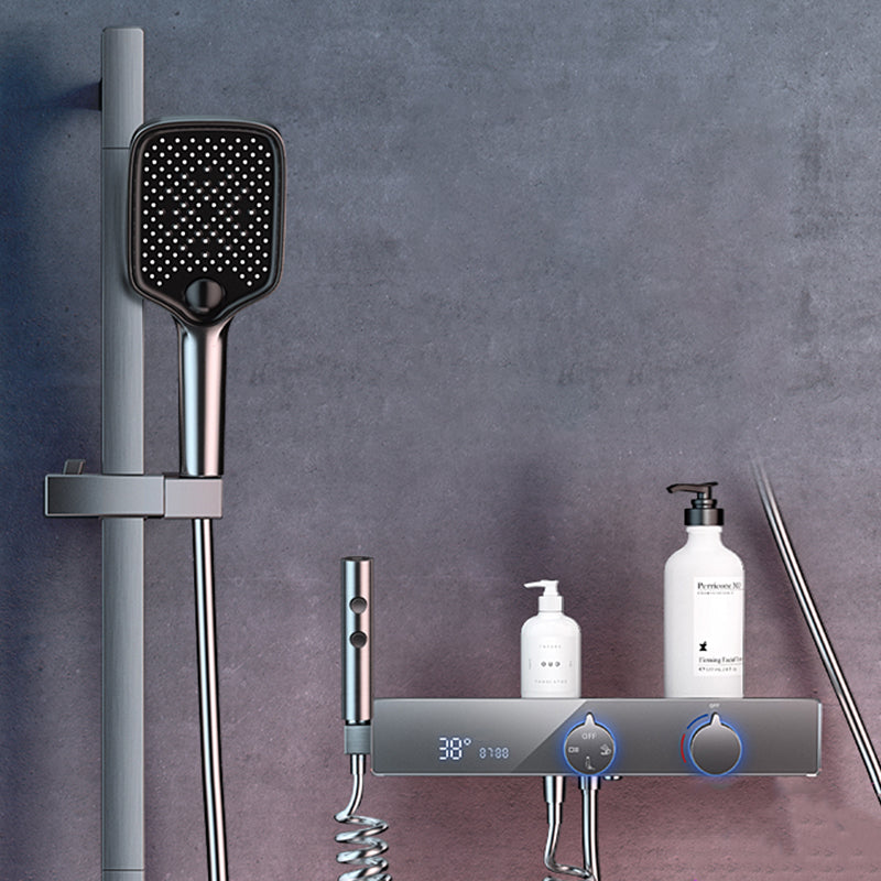 Shower System Rain Shower Head Massage/Jet Handheld Shower Trim Grey Square Without Top Spray Clearhalo 'Bathroom Remodel & Bathroom Fixtures' 'Home Improvement' 'home_improvement' 'home_improvement_shower_faucets' 'Shower Faucets & Systems' 'shower_faucets' 'Showers & Bathtubs Plumbing' 'Showers & Bathtubs' 6890277