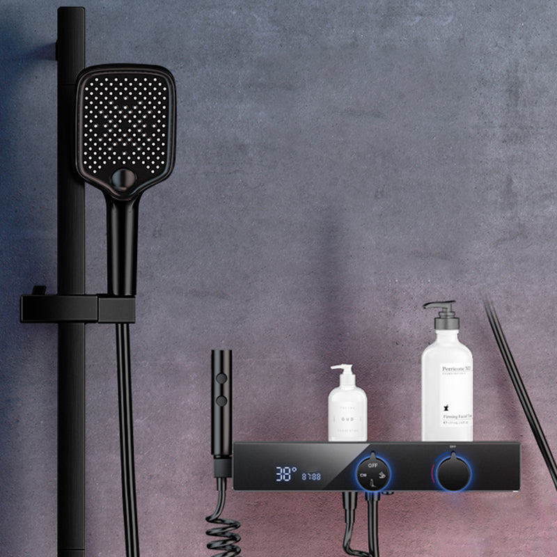 Shower System Rain Shower Head Massage/Jet Handheld Shower Trim Black Square Without Top Spray Clearhalo 'Bathroom Remodel & Bathroom Fixtures' 'Home Improvement' 'home_improvement' 'home_improvement_shower_faucets' 'Shower Faucets & Systems' 'shower_faucets' 'Showers & Bathtubs Plumbing' 'Showers & Bathtubs' 6890281