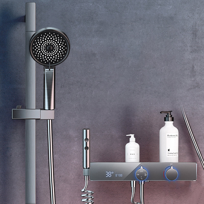 Shower System Rain Shower Head Massage/Jet Handheld Shower Trim Grey Round Without Top Spray Clearhalo 'Bathroom Remodel & Bathroom Fixtures' 'Home Improvement' 'home_improvement' 'home_improvement_shower_faucets' 'Shower Faucets & Systems' 'shower_faucets' 'Showers & Bathtubs Plumbing' 'Showers & Bathtubs' 6890283