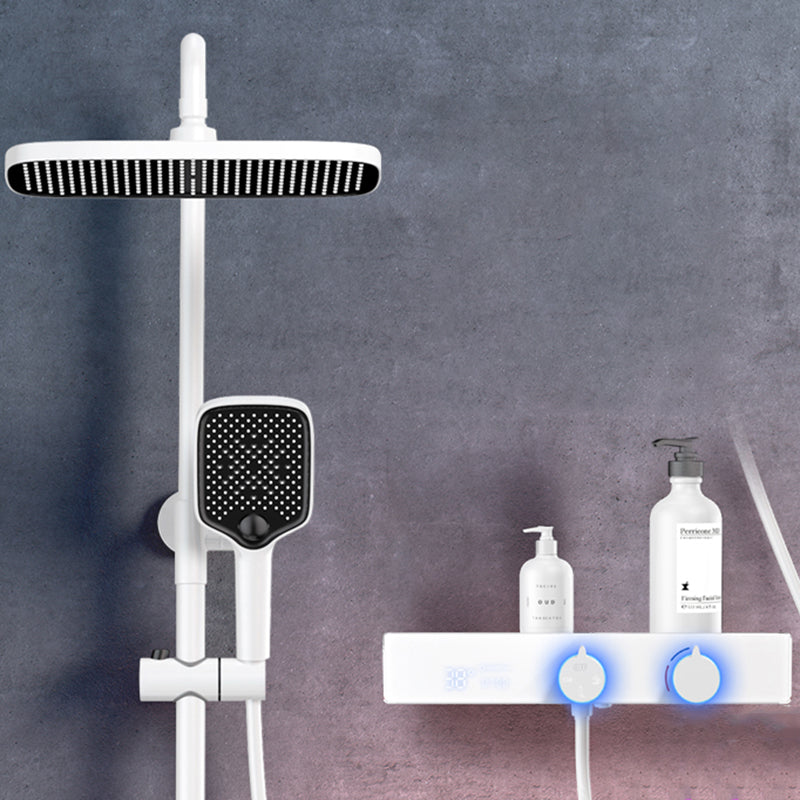 Shower System Rain Shower Head Massage/Jet Handheld Shower Trim White Square Top Spray Included Clearhalo 'Bathroom Remodel & Bathroom Fixtures' 'Home Improvement' 'home_improvement' 'home_improvement_shower_faucets' 'Shower Faucets & Systems' 'shower_faucets' 'Showers & Bathtubs Plumbing' 'Showers & Bathtubs' 6890291