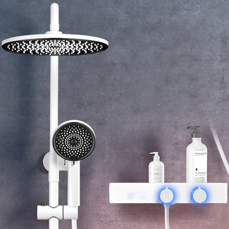 Shower System Rain Shower Head Massage/Jet Handheld Shower Trim White Round Top Spray Included Clearhalo 'Bathroom Remodel & Bathroom Fixtures' 'Home Improvement' 'home_improvement' 'home_improvement_shower_faucets' 'Shower Faucets & Systems' 'shower_faucets' 'Showers & Bathtubs Plumbing' 'Showers & Bathtubs' 6890296