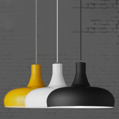 Metallic Dome Shade Hanging Lamp Modernist 1 Head Dining Room Pendant Lighting in Black/White/Yellow White Clearhalo 'Ceiling Lights' 'Modern Pendants' 'Modern' 'Pendant Lights' 'Pendants' Lighting' 68908