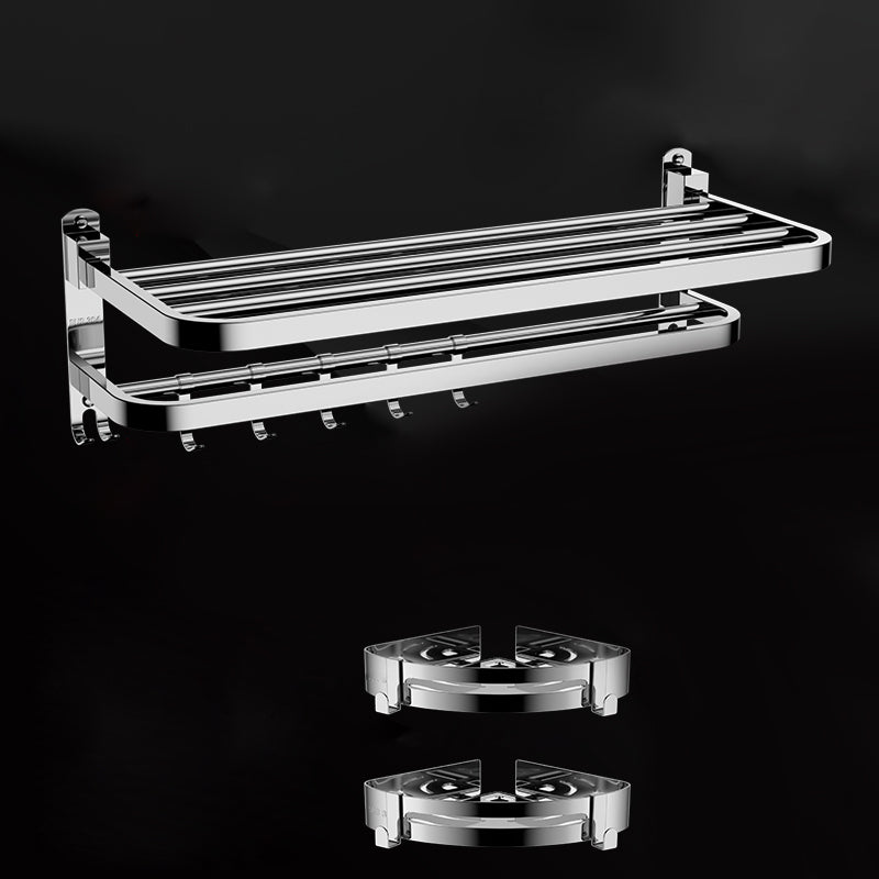 Silver/Black Bathroom Hardware Set Modern Bathroom Accessories Hardware Set Silver 3-Piece Set Clearhalo 'Bathroom Hardware Sets' 'Bathroom Hardware' 'Bathroom Remodel & Bathroom Fixtures' 'bathroom_hardware_sets' 'Home Improvement' 'home_improvement' 'home_improvement_bathroom_hardware_sets' 6893095