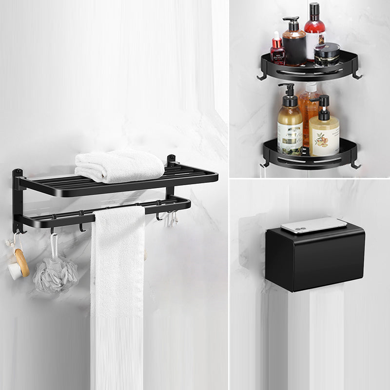 Matte Black Bathroom Hardware Set Modern Bathroom Accessories Hardware Set 4-Piece Set (Toilet Paper Holder) Clearhalo 'Bathroom Hardware Sets' 'Bathroom Hardware' 'Bathroom Remodel & Bathroom Fixtures' 'bathroom_hardware_sets' 'Home Improvement' 'home_improvement' 'home_improvement_bathroom_hardware_sets' 6893112