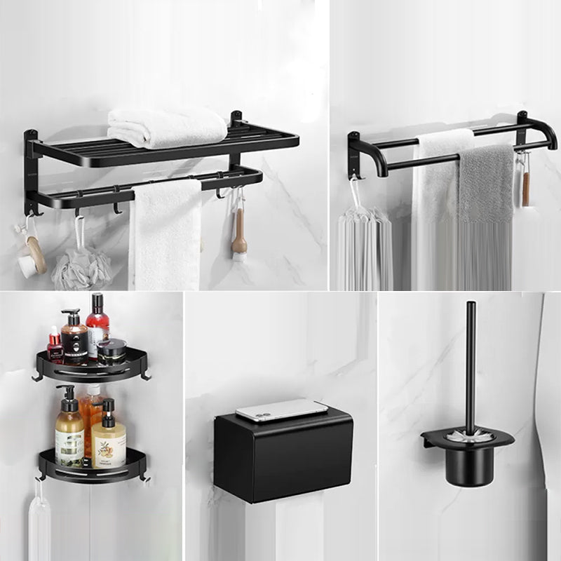 Matte Black Bathroom Hardware Set Modern Bathroom Accessories Hardware Set 6-Piece Set (Towel Bar) Clearhalo 'Bathroom Hardware Sets' 'Bathroom Hardware' 'Bathroom Remodel & Bathroom Fixtures' 'bathroom_hardware_sets' 'Home Improvement' 'home_improvement' 'home_improvement_bathroom_hardware_sets' 6893120
