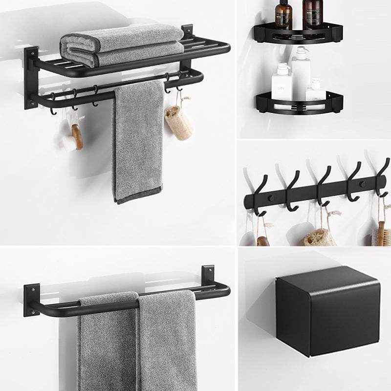 Matte Black Bathroom Hardware Set Modern Bathroom Accessory as Individual or as A Set 6-Piece Set (Toilet Paper Holder) Clearhalo 'Bathroom Hardware Sets' 'Bathroom Hardware' 'Bathroom Remodel & Bathroom Fixtures' 'bathroom_hardware_sets' 'Home Improvement' 'home_improvement' 'home_improvement_bathroom_hardware_sets' 6893142