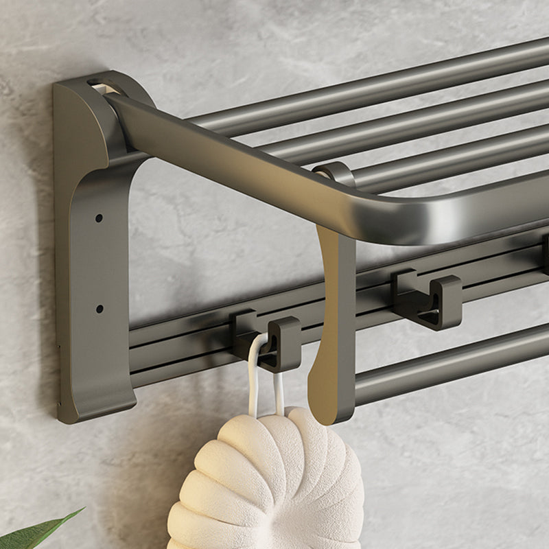 Modernism Aluminum Bathroom Hardware Set Gray Metal Bathroom Set with Towel Bar/Bath Shelf Clearhalo 'Bathroom Hardware Sets' 'Bathroom Hardware' 'Bathroom Remodel & Bathroom Fixtures' 'bathroom_hardware_sets' 'Home Improvement' 'home_improvement' 'home_improvement_bathroom_hardware_sets' 6893160