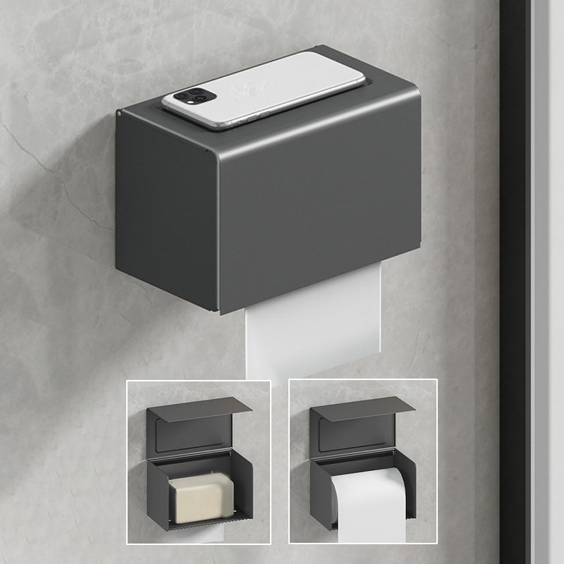 Modernism Aluminum Bathroom Hardware Set Gray Metal Bathroom Set with Towel Bar/Bath Shelf Clearhalo 'Bathroom Hardware Sets' 'Bathroom Hardware' 'Bathroom Remodel & Bathroom Fixtures' 'bathroom_hardware_sets' 'Home Improvement' 'home_improvement' 'home_improvement_bathroom_hardware_sets' 6893165