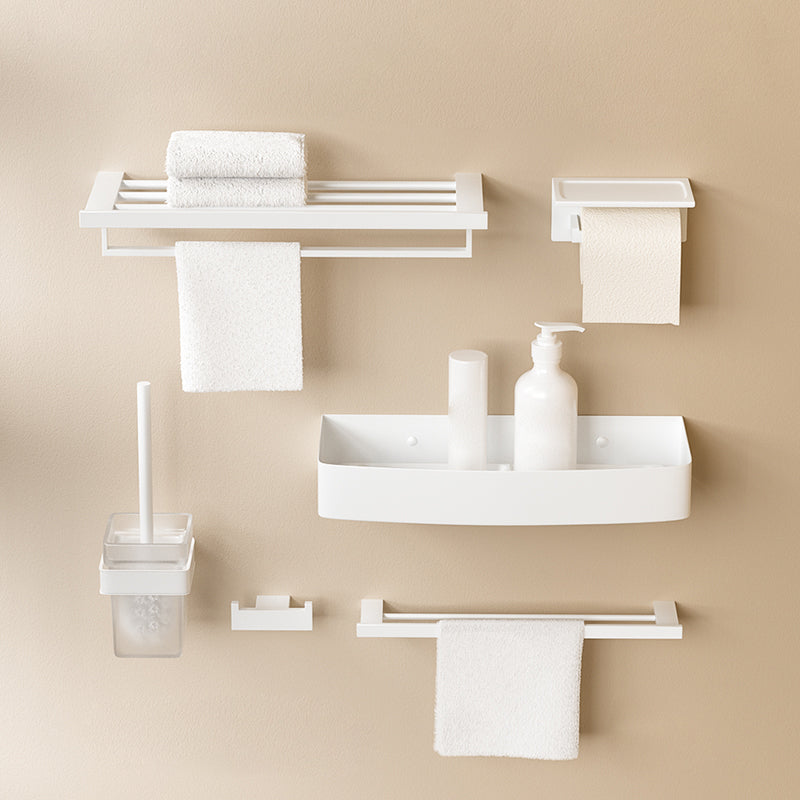 Modern White Bathroom Accessory Set Stainless Steel Bath Hardware Set Clearhalo 'Bathroom Hardware Sets' 'Bathroom Hardware' 'Bathroom Remodel & Bathroom Fixtures' 'bathroom_hardware_sets' 'Home Improvement' 'home_improvement' 'home_improvement_bathroom_hardware_sets' 6893173
