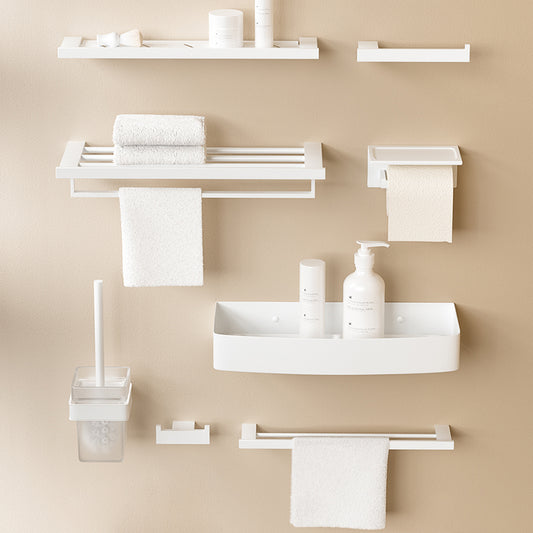 Modern White Bathroom Accessory Set Stainless Steel Bath Hardware Set Clearhalo 'Bathroom Hardware Sets' 'Bathroom Hardware' 'Bathroom Remodel & Bathroom Fixtures' 'bathroom_hardware_sets' 'Home Improvement' 'home_improvement' 'home_improvement_bathroom_hardware_sets' 6893185