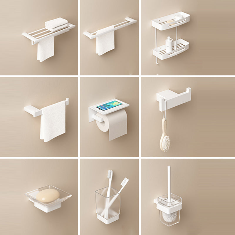 Modern White Bathroom Accessory Set Stainless Steel Bath Hardware Set 10-Piece Set (Towel Rack) Clearhalo 'Bathroom Hardware Sets' 'Bathroom Hardware' 'Bathroom Remodel & Bathroom Fixtures' 'bathroom_hardware_sets' 'Home Improvement' 'home_improvement' 'home_improvement_bathroom_hardware_sets' 6893194