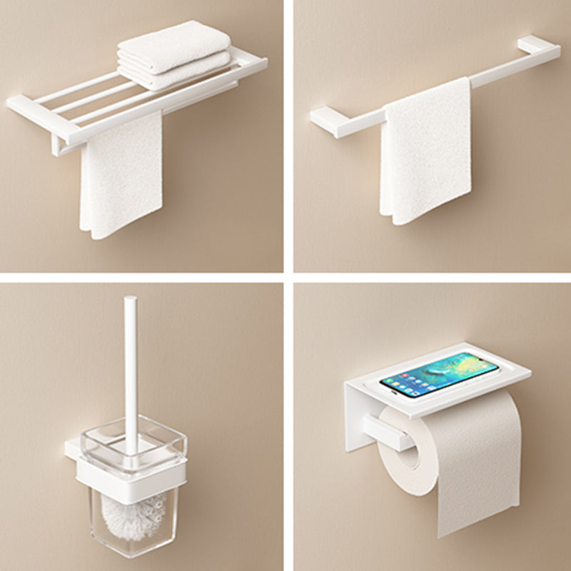 Modern White Bathroom Accessory Set Stainless Steel Bath Hardware Set 4-Piece Set Clearhalo 'Bathroom Hardware Sets' 'Bathroom Hardware' 'Bathroom Remodel & Bathroom Fixtures' 'bathroom_hardware_sets' 'Home Improvement' 'home_improvement' 'home_improvement_bathroom_hardware_sets' 6893195