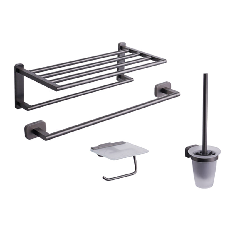 Modern Metal Bathroom Hardware Set Black Bathroom Accessories Hardware Set 19" 4-Piece Set Clearhalo 'Bathroom Hardware Sets' 'Bathroom Hardware' 'Bathroom Remodel & Bathroom Fixtures' 'bathroom_hardware_sets' 'Home Improvement' 'home_improvement' 'home_improvement_bathroom_hardware_sets' 6893234