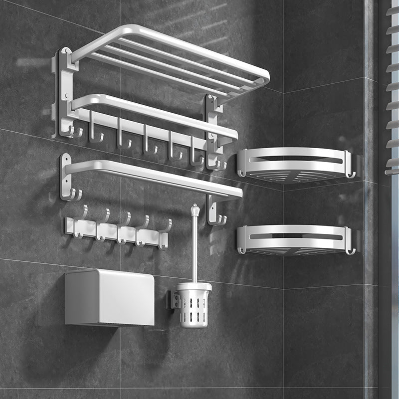 Modern White Bathroom Accessory As Individual Or As a Set in Metal Clearhalo 'Bathroom Hardware Sets' 'Bathroom Hardware' 'Bathroom Remodel & Bathroom Fixtures' 'bathroom_hardware_sets' 'Home Improvement' 'home_improvement' 'home_improvement_bathroom_hardware_sets' 6893318